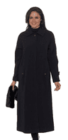 Womens Black Luxury Faux Silk Full Length Coat db3031
